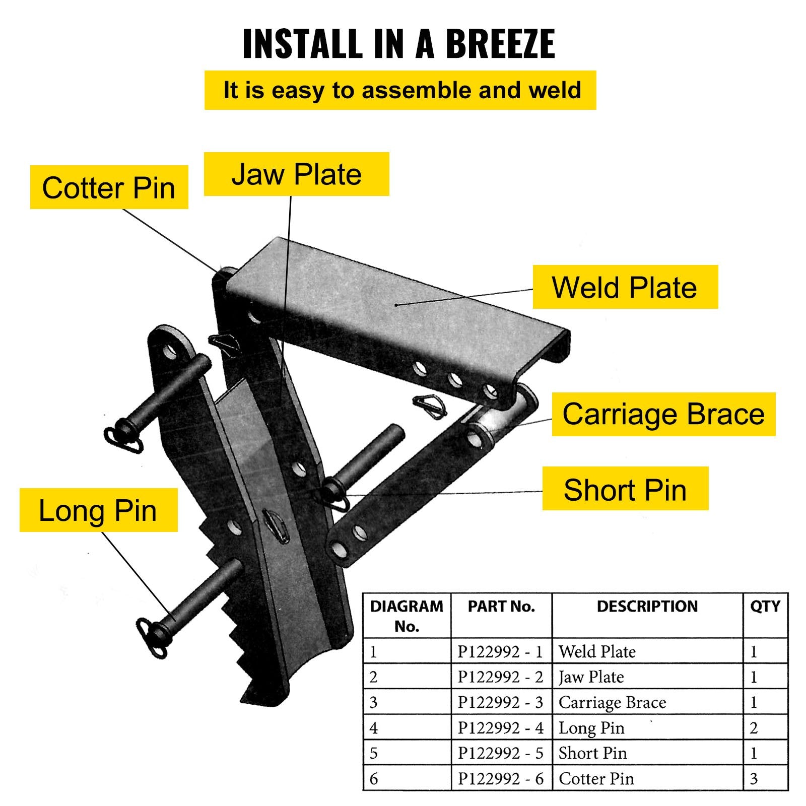 Automotive Parts: VEVOR Backhoe Excavator Thumb Attachments, 91.44 cm  Adjustable Extreme Weld On Backhoe Thumb Hoe Clamp 1.27 cm Inch Teeth Thick Steel Plate 16MM Assembly Bolt-On Design