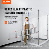 Tents: VEVOR Dust Barrier Poles, 10 Ft Barrier Poles, Dust Barrier System with 4 Telescoping Poles, Magnetic Zipper, Carry Bag and 32.8x13.12 Ft Plastic Film, for Interior Decoration, Painting
