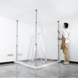 Tents: VEVOR Dust Barrier Poles, 10 Ft Barrier Poles, Dust Barrier System with 4 Telescoping Poles, Magnetic Zipper, Carry Bag and 32.8x13.12 Ft Plastic Film, for Interior Decoration, Painting