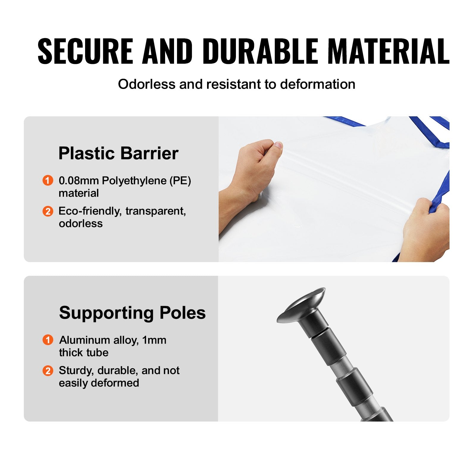 Tents: VEVOR Dust Barrier Poles, 12 Ft Barrier Poles, Dust Barrier System with 4 Telescoping Poles, Magnetic Zipper, Carry Bag and 32.8x13.12 Ft Plastic Film, for Interior Decoration, Painting