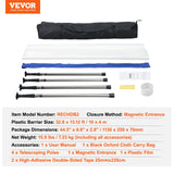 Tents: VEVOR Dust Barrier Poles, 12 Ft Barrier Poles, Dust Barrier System with 4 Telescoping Poles, Magnetic Zipper, Carry Bag and 32.8x13.12 Ft Plastic Film, for Interior Decoration, Painting