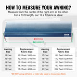 Canopies & Gazebos: VEVOR RV Awning Fabric Replacement, 3.72m Fabric Length for 3.96mAwning, Heavy Duty 3-Ply 16oz PVC Camper Awning Fabric, Waterproof & UV Protection Outdoor Canopy for RV, Trailer, Motorhome, Blue Fade