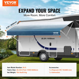 Canopies & Gazebos: VEVOR RV Awning Fabric Replacement, 6.15m Fabric Length for 6.4m Awning, Heavy Duty 3-Ply 16oz PVC Camper Awning Fabric, Waterproof & UV Protection Outdoor Canopy for RV, Trailer, Motorhome, Blue Fade