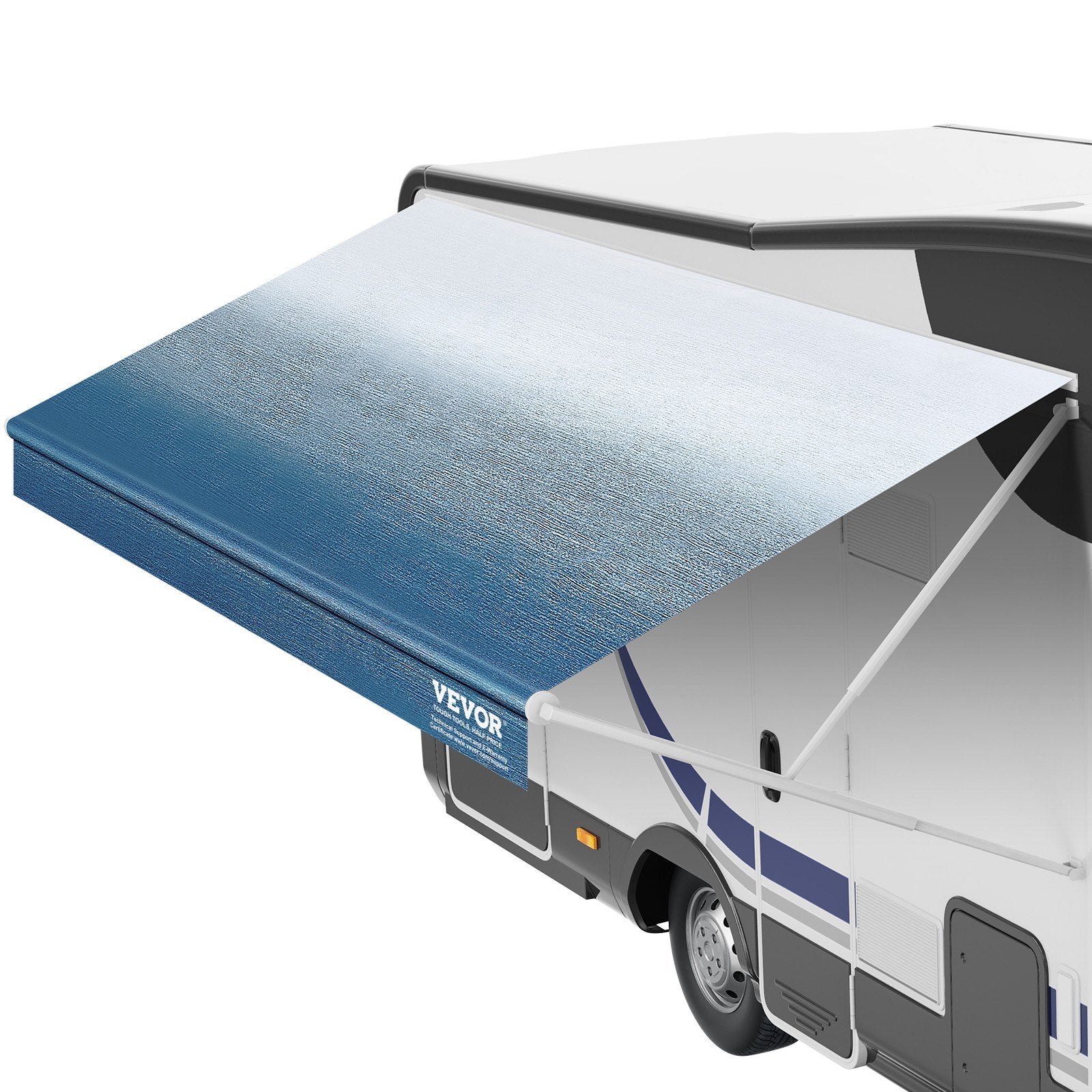 RV Awning Fabric Replacement, 6.15m Fabric Length for 6.4m Awning, Heavy Duty 3-Ply 16oz PVC Camper Awning Fabric, Waterproof & UV Protection Outdoor Canopy for RV, Trailer, Motorhome, Blue Fade