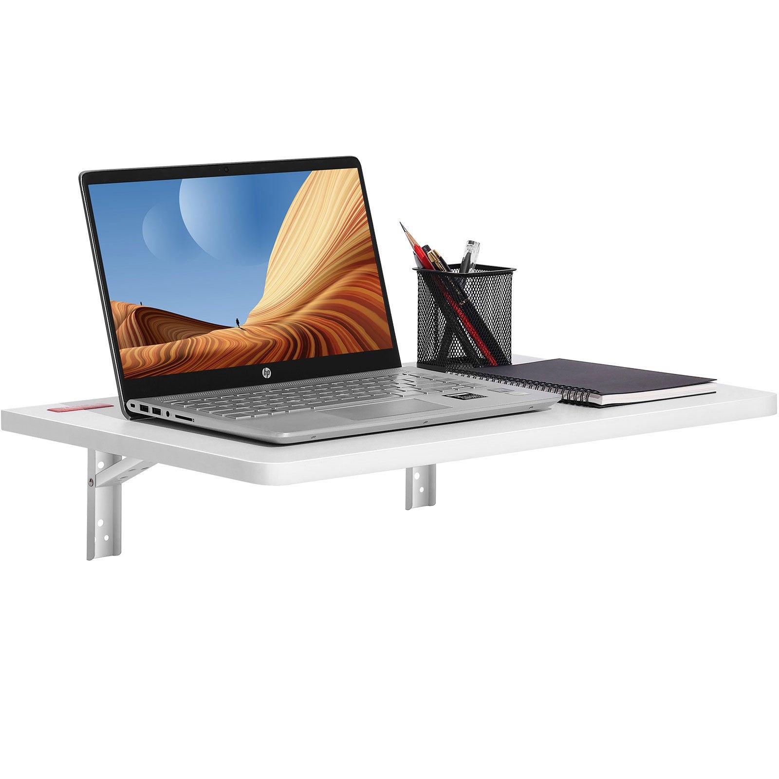 Desk Accessories: VEVOR Wall Mounted Folding Table, Wall Mount Drop Leaf Tables, Wooden Floating Desk for Dining, Laundry Room, Office, 23.6" x 15.6" Fold Down Desk with Carbon Steel Bracket