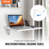 Desk Accessories: VEVOR Wall Mounted Folding Table, Wall Mount Drop Leaf Tables, Wooden Floating Desk for Dining, Laundry Room, Office, 23.6" x 15.6" Fold Down Desk with Carbon Steel Bracket