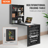 Desk Accessories: VEVOR Wall Mounted Desk, Fold out Convertible Desk, Multi-Function Folding Wall Table with Chalkboard for Home Office, Space Saving Computer Desk with Storage Area