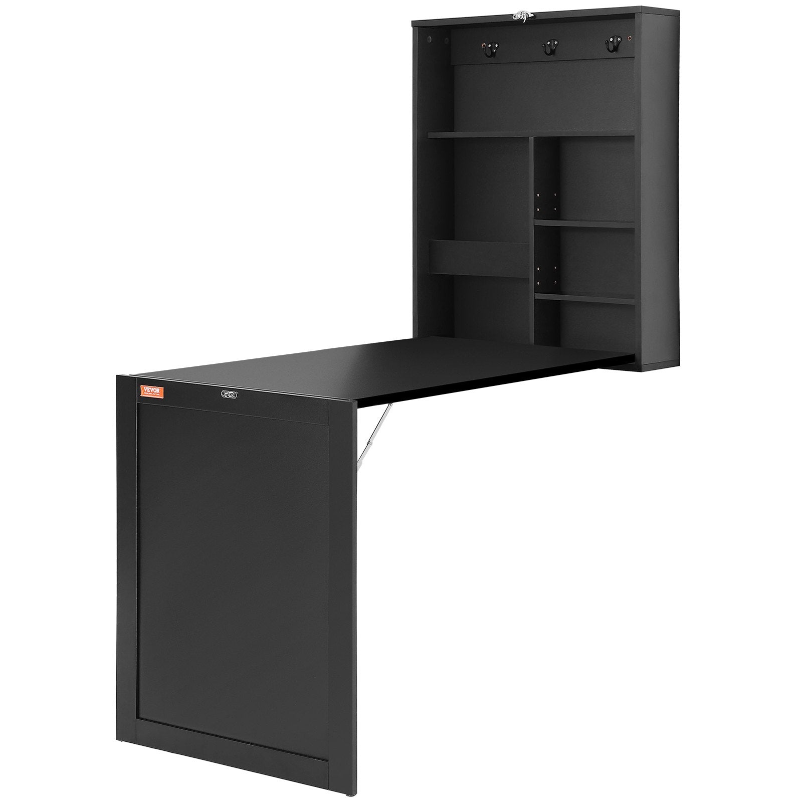 Desk Accessories: VEVOR Wall Mounted Desk, Fold out Convertible Desk, Multi-Function Folding Wall Table with Chalkboard for Home Office, Space Saving Computer Desk with Storage Area