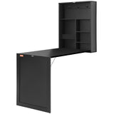 Desk Accessories: VEVOR Wall Mounted Desk, Fold out Convertible Desk, Multi-Function Folding Wall Table with Chalkboard for Home Office, Space Saving Computer Desk with Storage Area