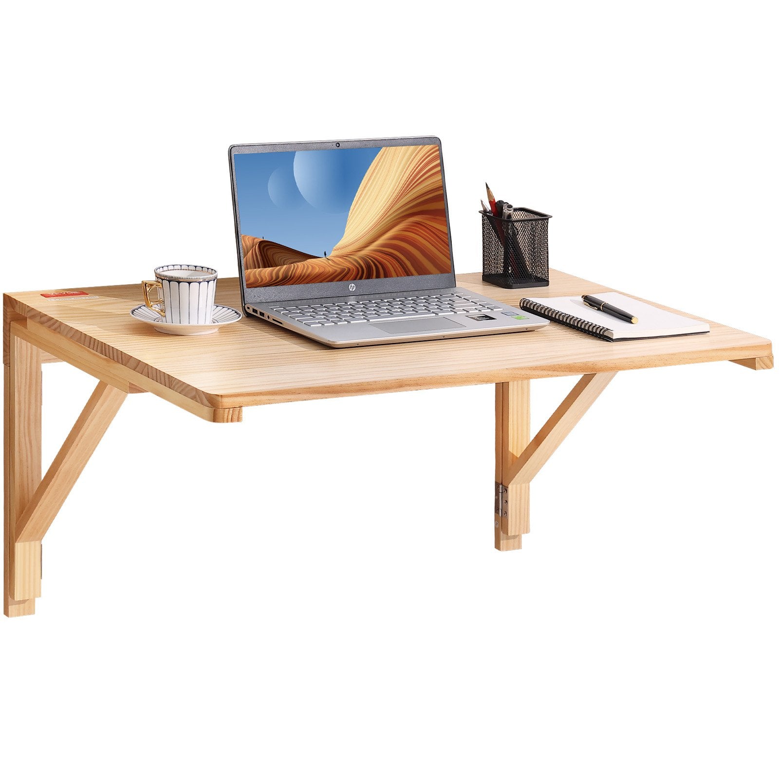 Desk Accessories: VEVOR Wall Mounted Folding Table, Wall Mounted Drop Leaf Tables, Solid Wood Floating Desk for Dining, Laundry Room, Office, 31.5" x 23.58" x 17.24" Fold Down Desk