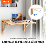 Desk Accessories: VEVOR Wall Mounted Folding Table, Wall Mounted Drop Leaf Tables, Solid Wood Floating Desk for Dining, Laundry Room, Office, 31.5" x 23.58" x 17.24" Fold Down Desk