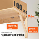Desk Accessories: VEVOR Wall Mounted Folding Table, Wall Mounted Drop Leaf Tables, Solid Wood Floating Desk for Dining, Laundry Room, Office, 31.5" x 23.58" x 17.24" Fold Down Desk