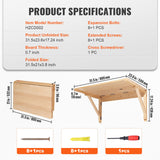 Desk Accessories: VEVOR Wall Mounted Folding Table, Wall Mounted Drop Leaf Tables, Solid Wood Floating Desk for Dining, Laundry Room, Office, 31.5" x 23.58" x 17.24" Fold Down Desk