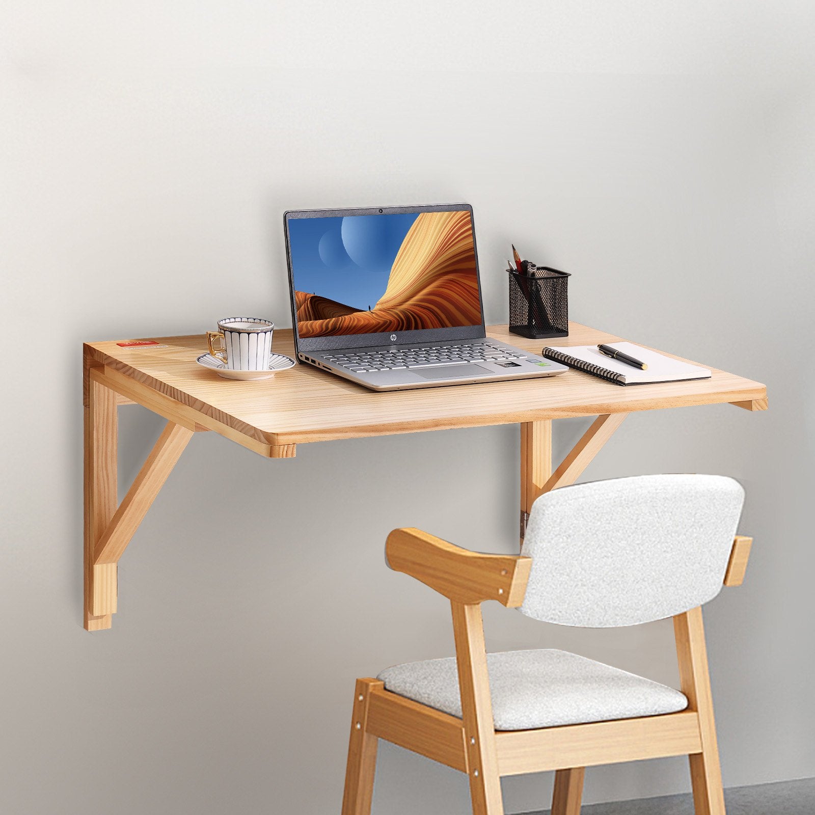 Desk Accessories: VEVOR Wall Mounted Folding Table, Wall Mounted Drop Leaf Tables, Solid Wood Floating Desk for Dining, Laundry Room, Office, 31.5" x 23.58" x 17.24" Fold Down Desk