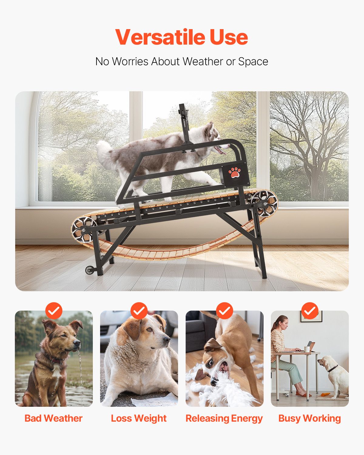 Dog Treadmill for Medium Dogs, 330lbs Weight Capacity, Dog Running Machine with Adjustable Ramps, 15.5" Runway Dog Pacer Slatmill, Pet Treadmill Exercise Equipment for Indoor & Outdoor Exercise