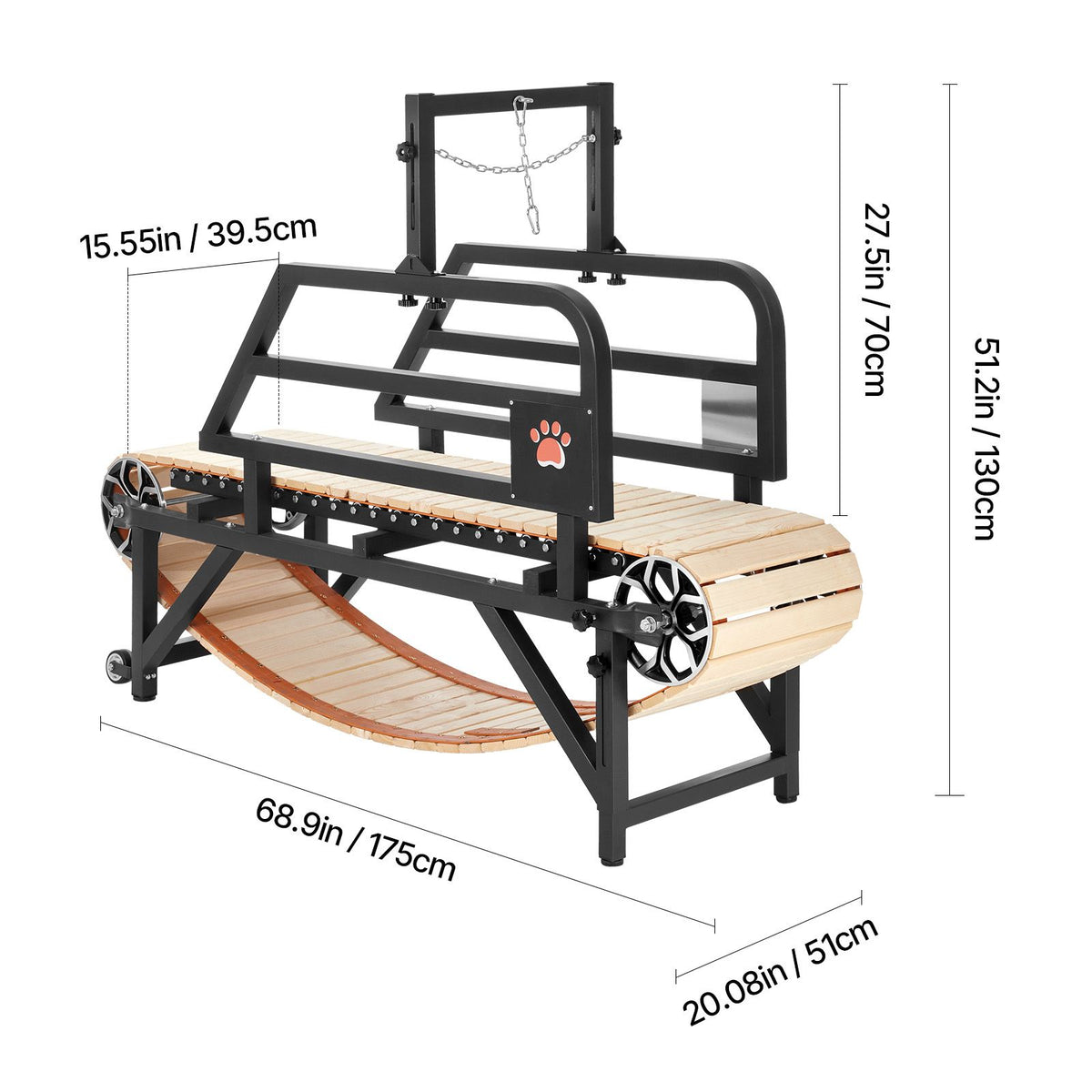 Dog Treadmill for Medium Dogs, 330lbs Weight Capacity, Dog Running Machine with Adjustable Ramps, 15.5" Runway Dog Pacer Slatmill, Pet Treadmill Exercise Equipment for Indoor & Outdoor Exercise