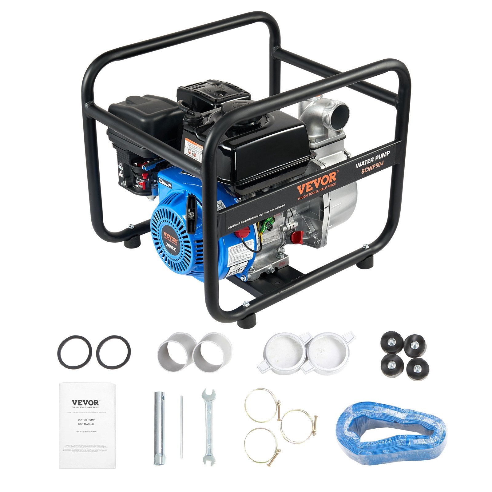 Fuel & Exhaust: VEVOR Gasoline Engine Water Pump Gas Powered Transfer Pump 50 mm 6.5HP 4-Stroke