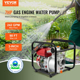 Fuel & Exhaust: VEVOR Gasoline Engine Water Pump Gas Powered Transfer Pump 80 mm 7HP 4-Stroke