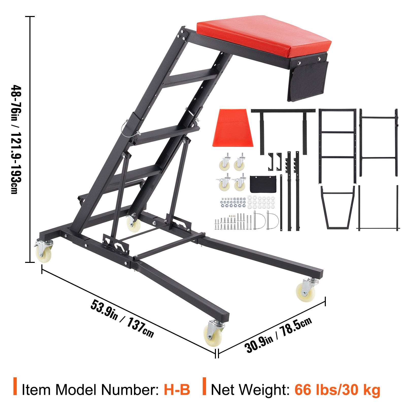 Automotive Repair & Speciality Tools: VEVOR Automotive Topside Creeper, with Adjustable Height 48" to 76", 181.44KGS Capacity High Creeper, 4 Swivel Caster Wheels, Heavy Duty Foldable Creeper for Auto Repair and Maintenance