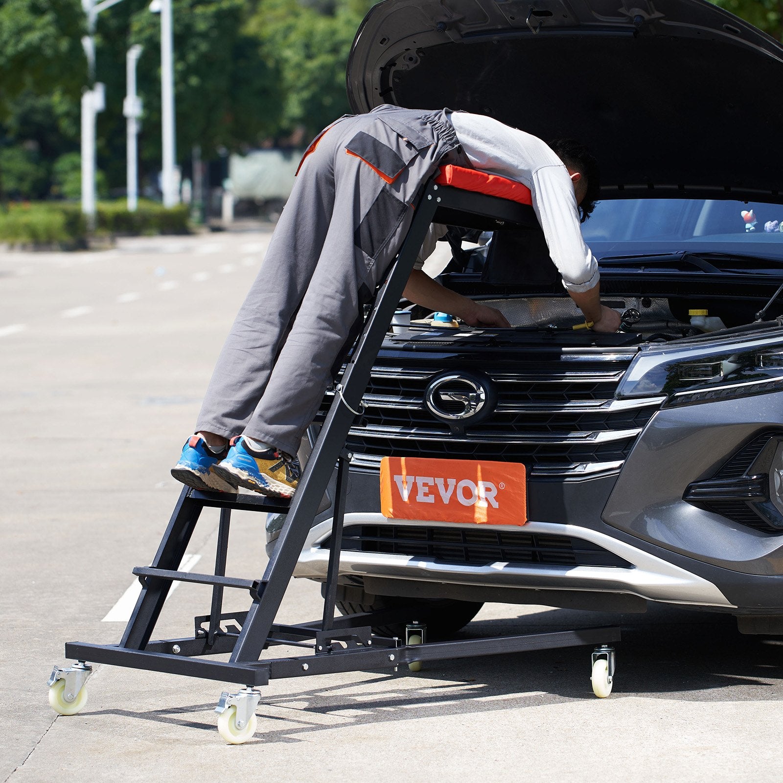 Automotive Repair & Speciality Tools: VEVOR Automotive Topside Creeper, with Adjustable Height 48" to 76", 181.44KGS Capacity High Creeper, 4 Swivel Caster Wheels, Heavy Duty Foldable Creeper for Auto Repair and Maintenance