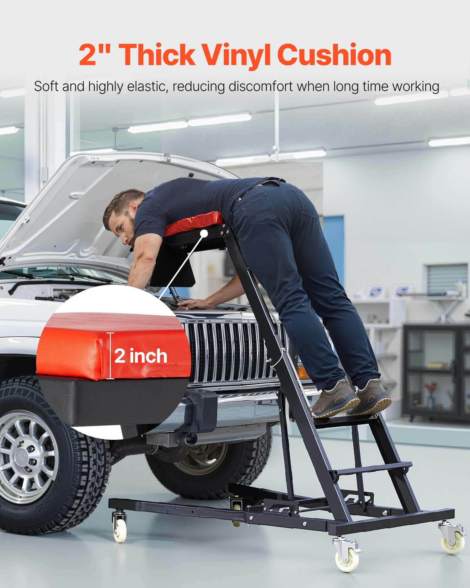 Automotive Repair & Speciality Tools: VEVOR Automotive Topside Creeper, Engine Creeper 42.5"-64.8", 181.44KGS Capacity High Top Creeper, 4 Swivel Caster Wheels, Padded Deck,  Creeper for Home Garage, Workshop Repair Maintenance
