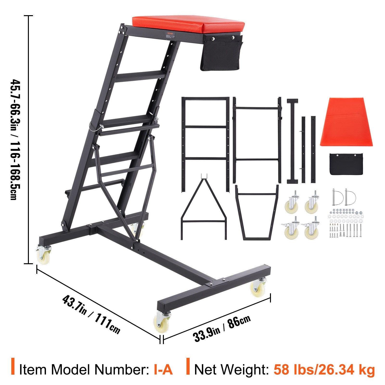 Automotive Repair & Speciality Tools: VEVOR Top Automotive Creeper, Engine Creeper with Adjustable Height 45.7" to 66.3",181.44KGS Capacity High Creeper, 4 Swivel Caster Wheels, Heavy Duty Foldable Creeper for Auto Repair and Maintenance