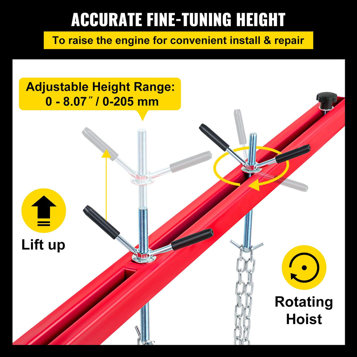 Engine Support Bar Engine Load Leveler 1100 Lbs Transmission w/ Dual Hook