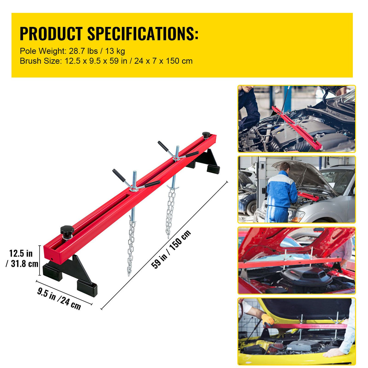 Engine Support Bar Engine Load Leveler 1100 Lbs Transmission w/ Dual Hook