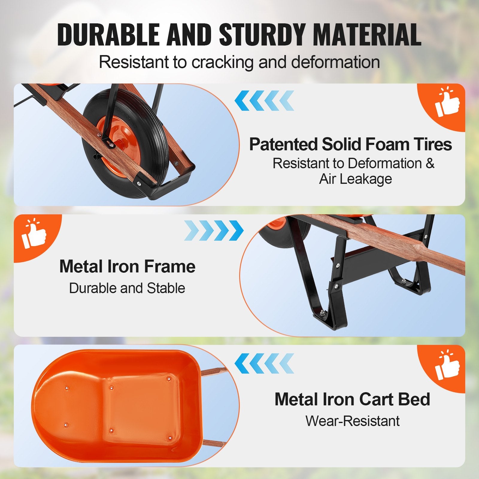 Spreaders & Wheelbarrows: VEVOR Wheelbarrow Cart One Wheel 6 Cu Ft Garden Dump Cart 330 lbs Utility Cart