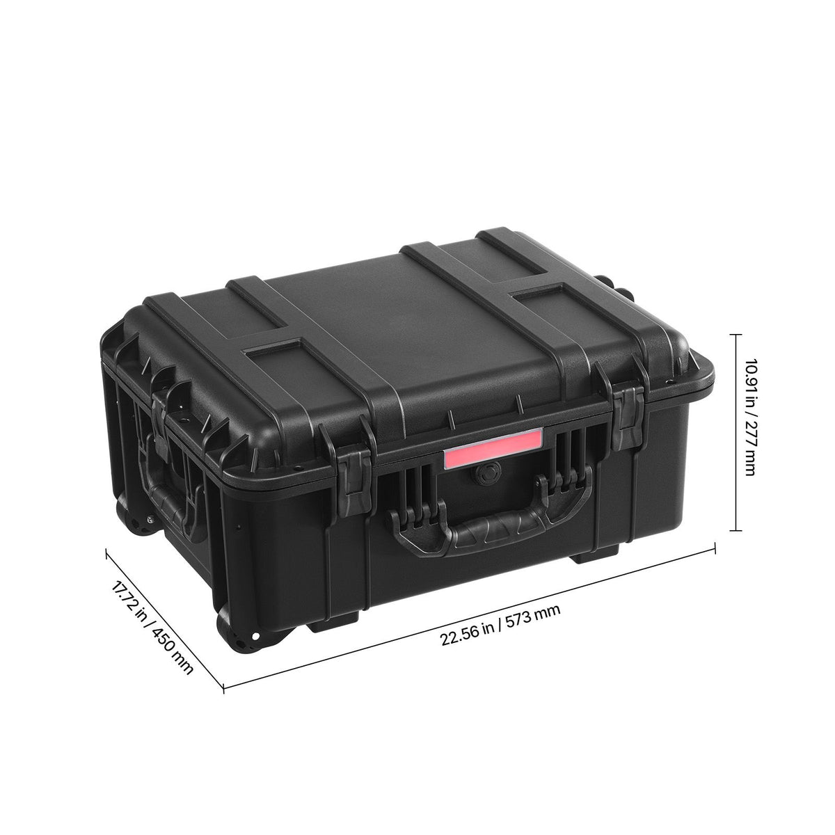 2.5 Cu.ft Weatherproof Hard Case, Waterproof Hard Case with Rolling Wheels and Retractable Pull Handle, IP67 Waterproof Protective Case with 4 Clips, 4 Padlock Holes, and Foam Inserted, Black