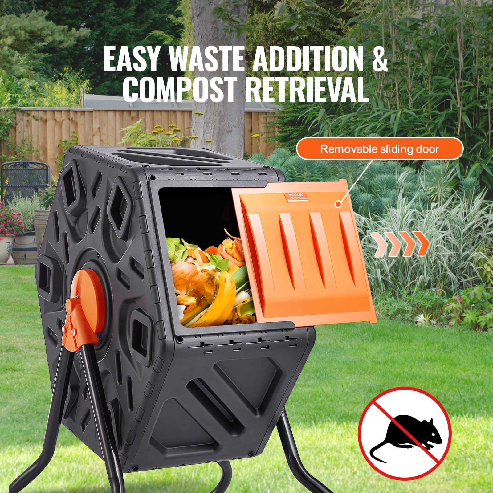 Gardening Tools: VEVOR Compost Bin 18.5 Gal Composter Tumbler Rotating Outdoor with Sliding Door