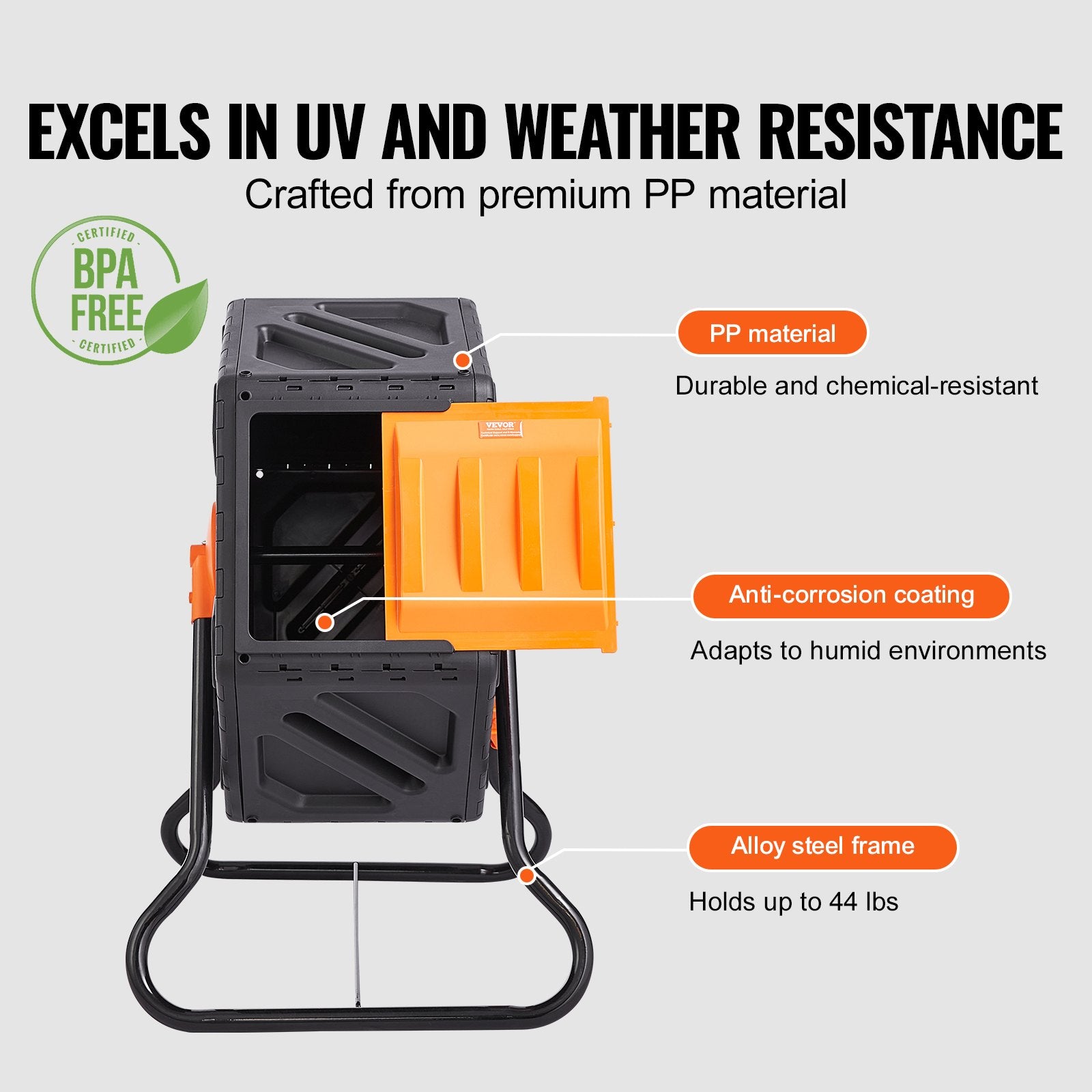 Gardening Tools: VEVOR Compost Bin 18.5 Gal Composter Tumbler Rotating Outdoor with Sliding Door