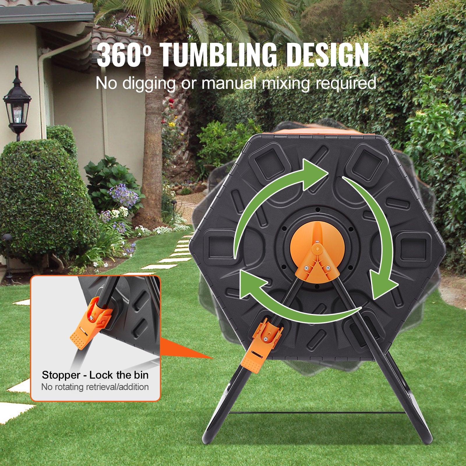 Gardening Tools: VEVOR Compost Bin 18.5 Gal Composter Tumbler Rotating Outdoor with Sliding Door