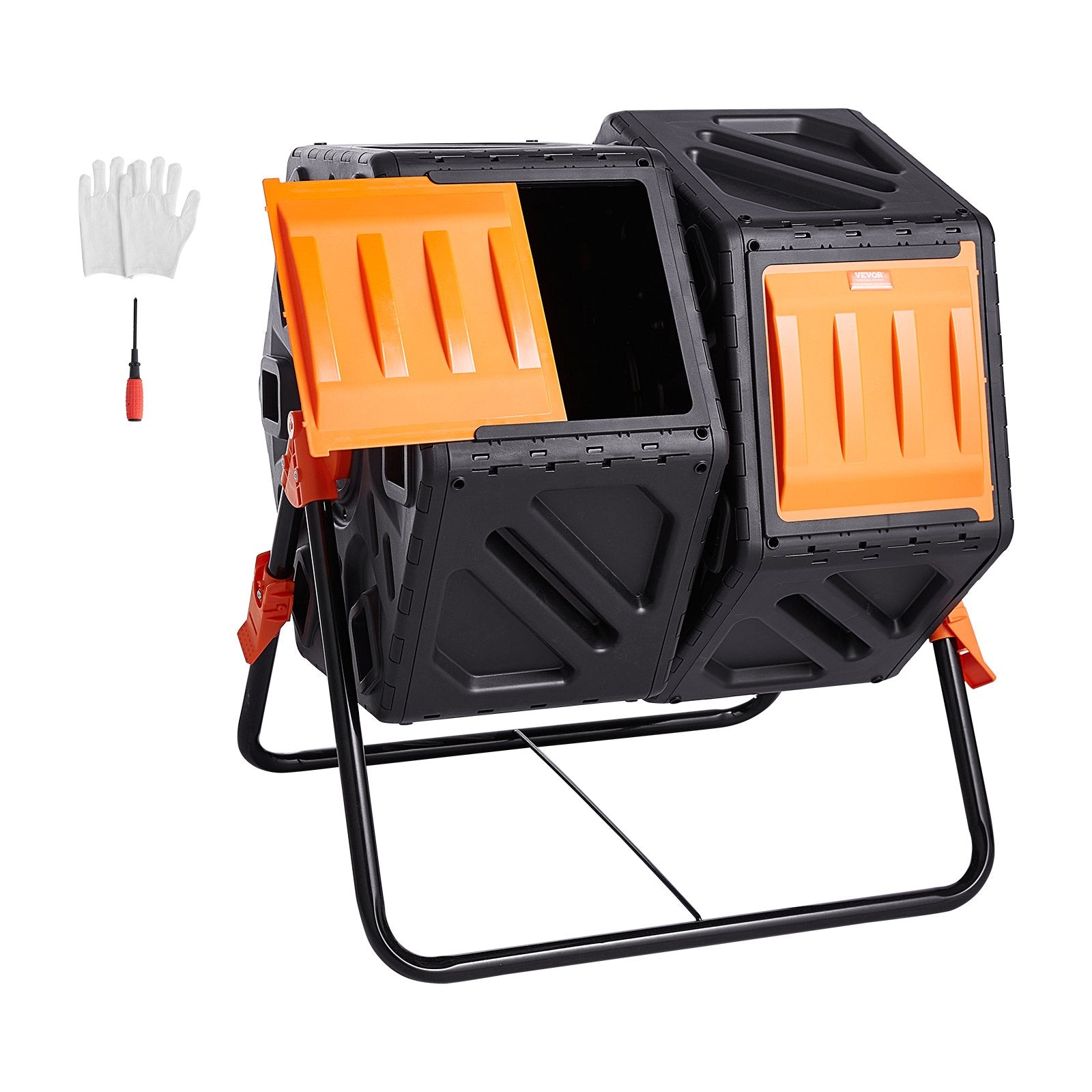 Gardening Tools: VEVOR Compost Bin 37 Gal Dual-Chamber Composter Tumbler Rotating Sliding Doors