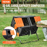 Gardening Tools: VEVOR Compost Bin 37 Gal Dual-Chamber Composter Tumbler Rotating Sliding Doors