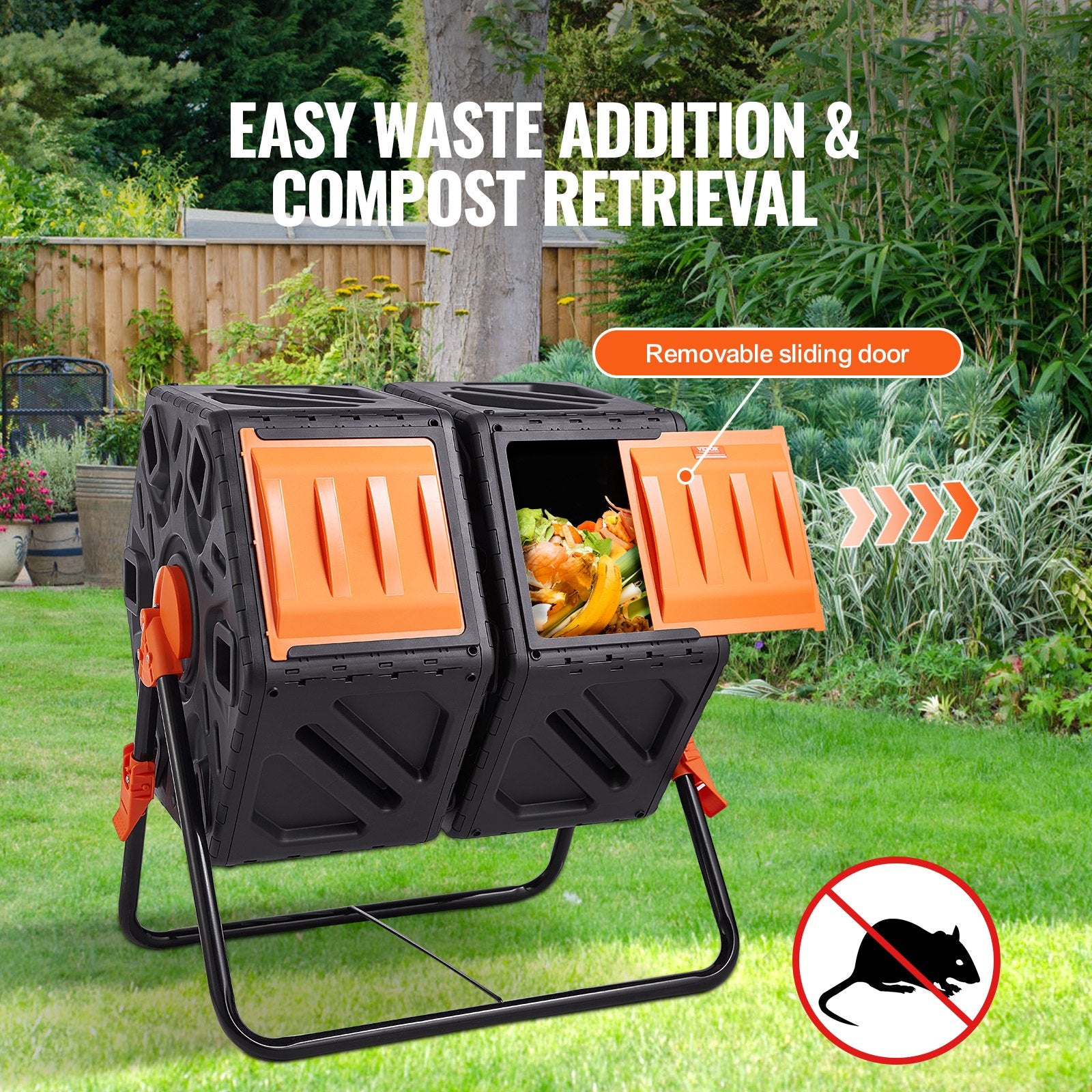 Gardening Tools: VEVOR Compost Bin 37 Gal Dual-Chamber Composter Tumbler Rotating Sliding Doors