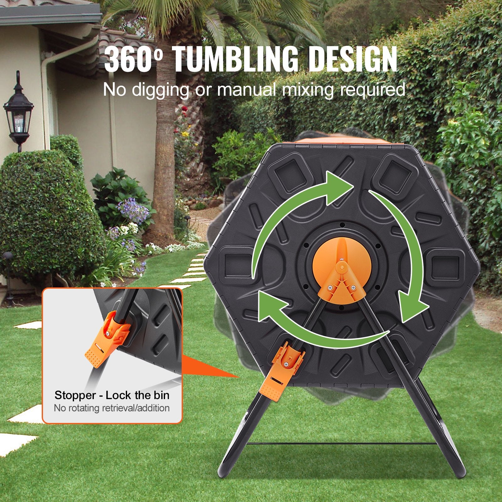 Gardening Tools: VEVOR Compost Bin 37 Gal Dual-Chamber Composter Tumbler Rotating Sliding Doors