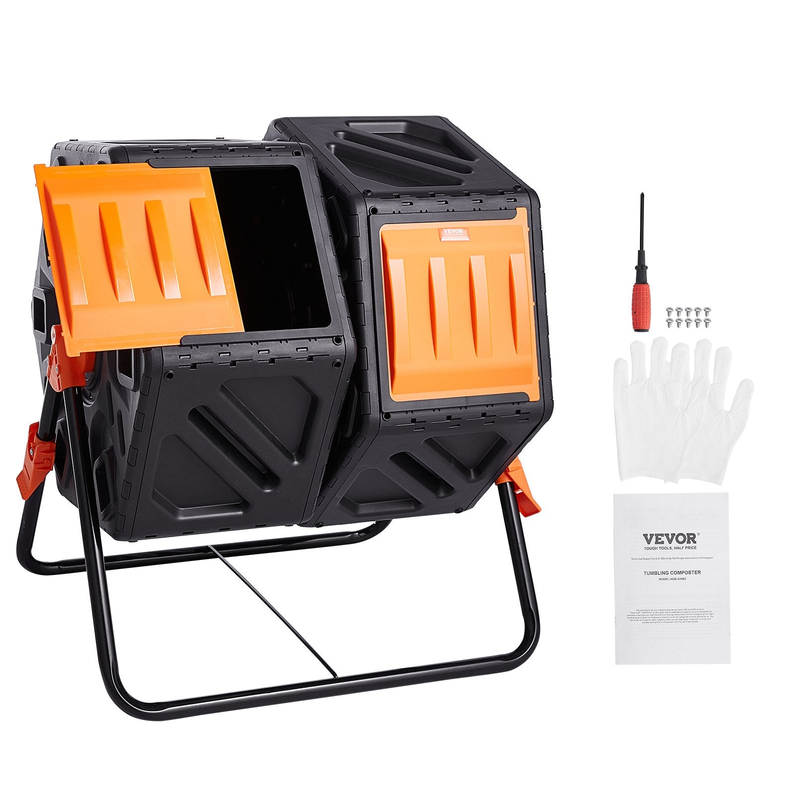 Gardening Tools: VEVOR Compost Bin 37 Gal Dual-Chamber Composter Tumbler Rotating Sliding Doors