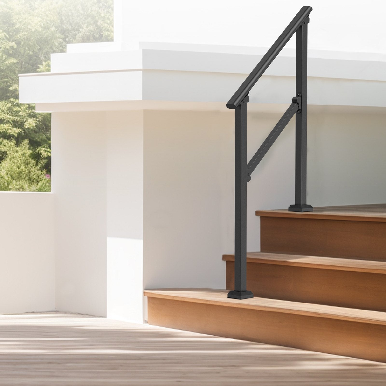 Building Toys: VEVOR 2 PCS 2-3 Handrails for Outdoor for Seniors Porch Deck Black Square Tube