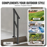 Mobility & Accessibility: VEVOR Handrails for Outdoor Steps, 1-2 Step Stair Hand Rail Kit, Transitional Carbon Steel Railings with Installation Kit, Stair Rails for Seniors, Concrete Steps & Porch & Deck, Black Square Tube