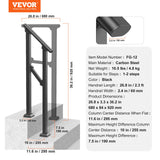 Mobility & Accessibility: VEVOR Handrails for Outdoor Steps, 1-2 Step Stair Hand Rail Kit, Transitional Carbon Steel Railings with Installation Kit, Stair Rails for Seniors, Concrete Steps & Porch & Deck, Black Square Tube