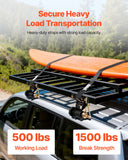 Test Kits: VEVOR Ladder Rack Ratchet Straps, Black Square Tube Mount, 38 mm Wide x 2.25 m Long Black Ladder Rack Straps with Double J-Hooks, 226.8 kg Load Heavy Duty, Cargo Buckle Lock Strap (4 Pack)