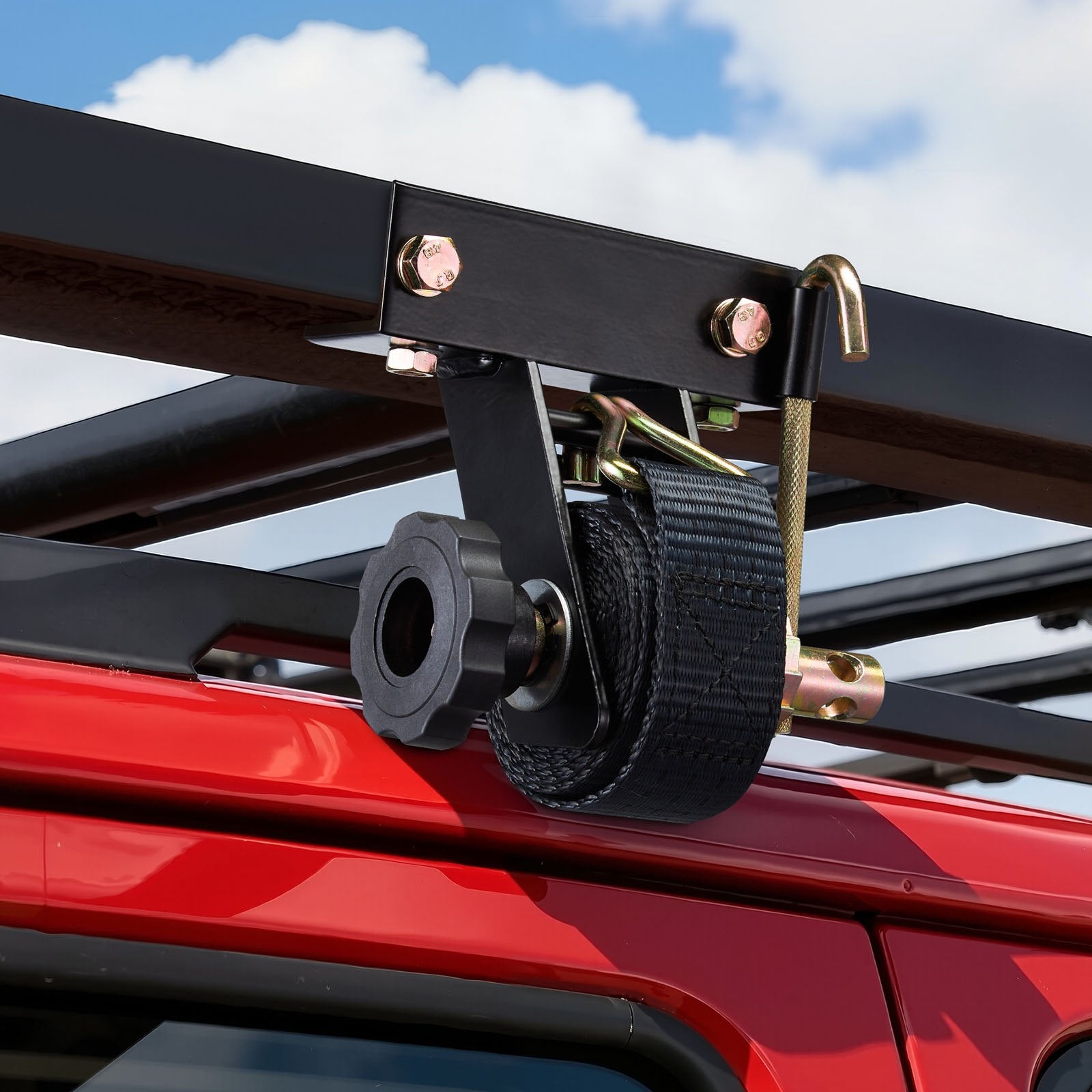 Test Kits: VEVOR Ladder Rack Ratchet Straps, Black Square Tube Mount, 38 mm Wide x 2.25 m Long Black Ladder Rack Straps with Double J-Hooks, 226.8 kg Load Heavy Duty, Cargo Buckle Lock Strap (4 Pack)