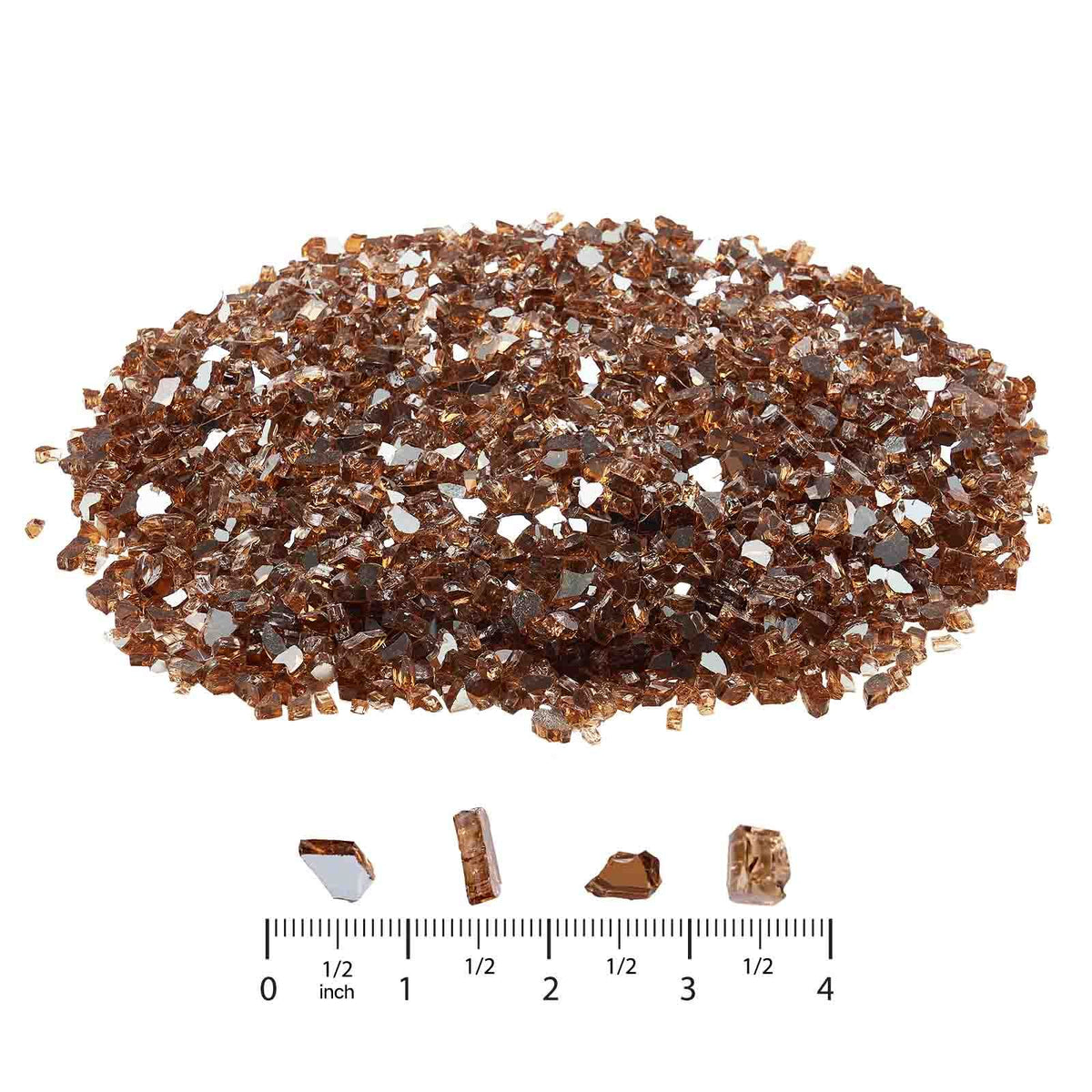 Fire Glass, 10 LBS / 4.5 KG High-Temperature Resistant Fireplace Rocks, 1/4-Inch / 6.35 mm Reflective & Smokeless Firepit Glass Rock, High Luster Stone Landscaping for Fire Pit Table, Copper