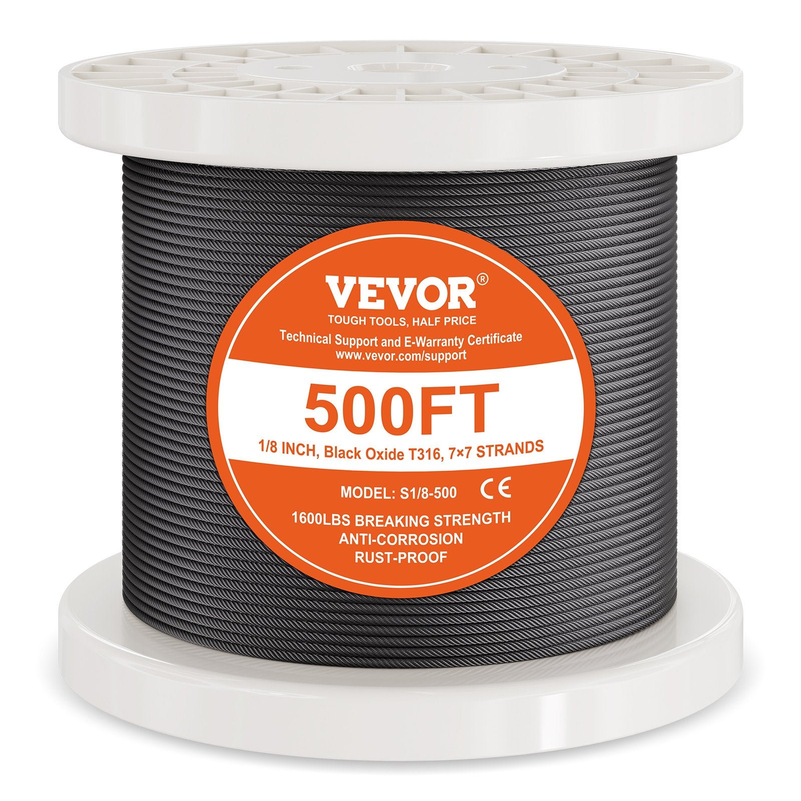 Automotive Repair & Speciality Tools: VEVOR T316 Stainless Steel Cable 3.18mm 7x7 Steel Wire Rope 152.4m Cable Railing