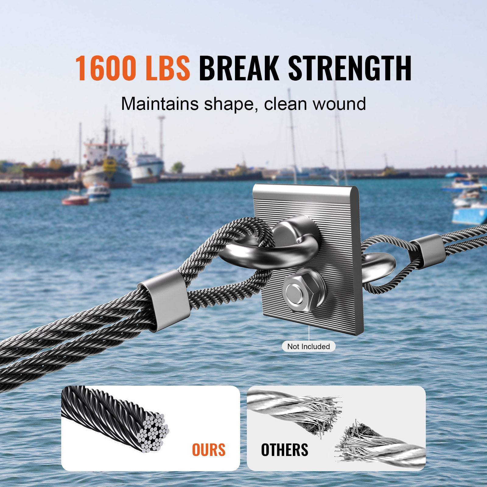 Automotive Repair & Speciality Tools: VEVOR T316 Stainless Steel Cable 3.18mm 7x7 Steel Wire Rope 152.4m Cable Railing