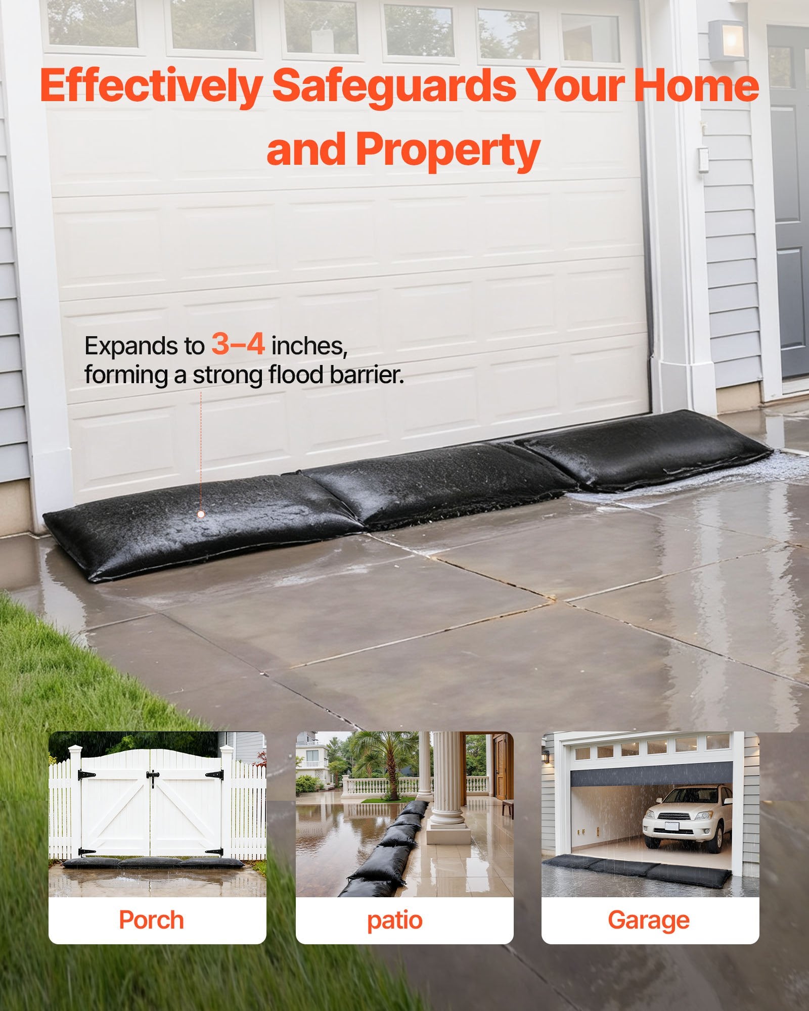 Foot Care: VEVOR Flood Barrier, 6 Pack, 830 x 430 mm Flood Bags Activated by Water, Reusable Water Absorbent Barrier, Sandless Sandbags Blockage, Flooding Prevention Bags for Home, Doorways, Basement, Garage