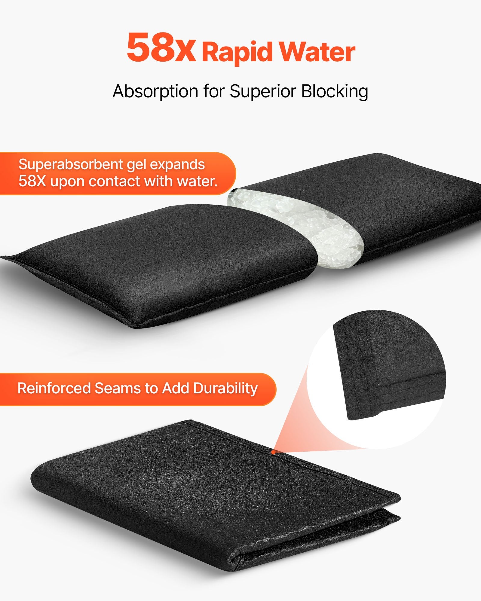 Foot Care: VEVOR Flood Barrier, 6 Pack, 830 x 430 mm Flood Bags Activated by Water, Reusable Water Absorbent Barrier, Sandless Sandbags Blockage, Flooding Prevention Bags for Home, Doorways, Basement, Garage