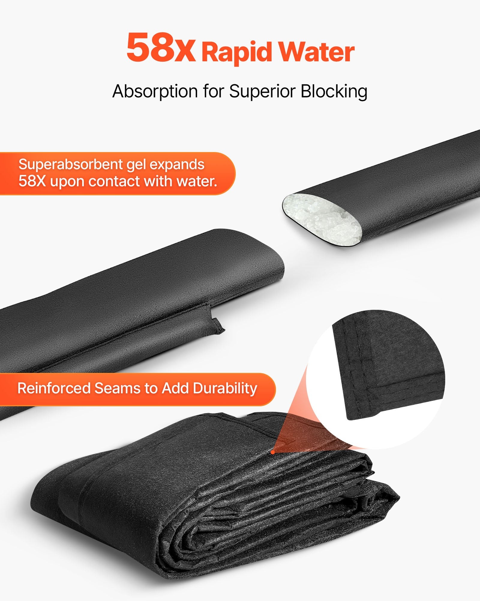 Flood Barrier, 8 Pack, 480 x 435 mm Flood Bags Activated by Water, Reusable Water Absorbent Barrier, Sandless Sandbags Blockage, Flooding Prevention Bags for Home, Doorway, Basement, Garage