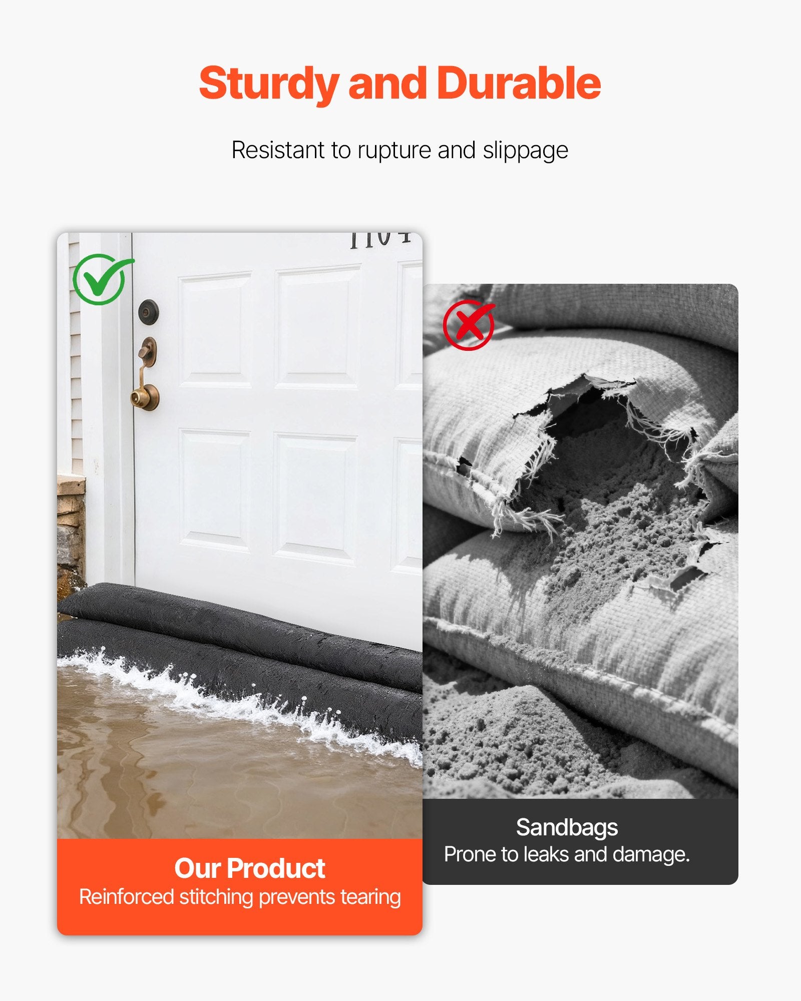 Flood Barrier, 8 Pack, 480 x 435 mm Flood Bags Activated by Water, Reusable Water Absorbent Barrier, Sandless Sandbags Blockage, Flooding Prevention Bags for Home, Doorway, Basement, Garage